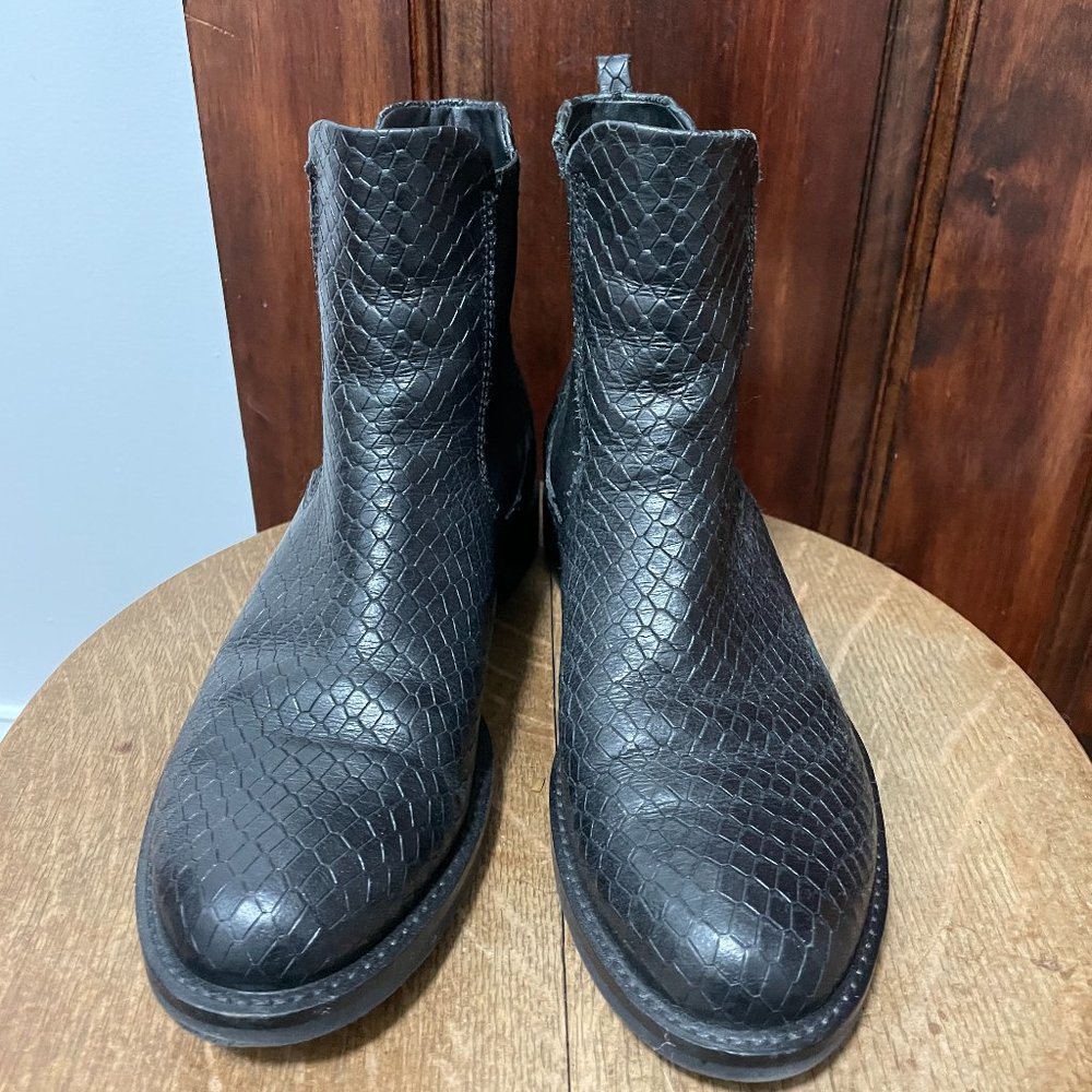 Ecco black faux-croc leather Chelsea boots